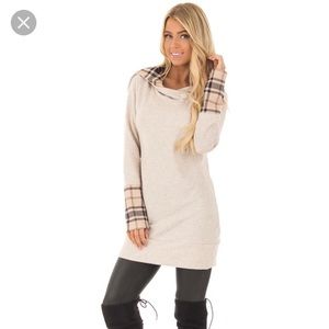 Lime Lush oatmeal and plaid hoodie